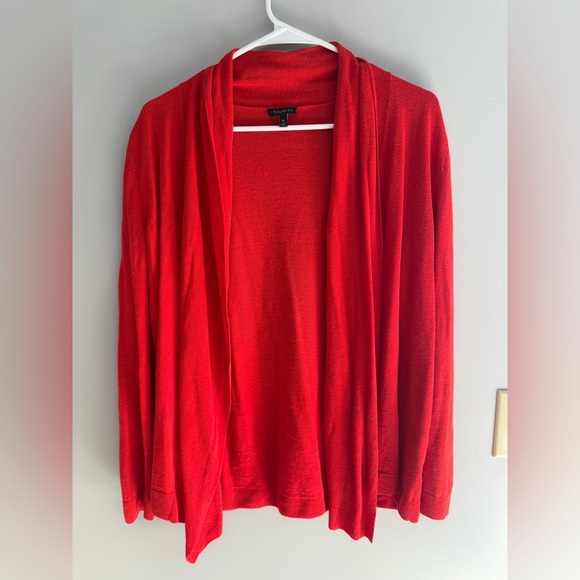 Talbots Womens Cardigan M Red Open Front Linen Blend Long Sleeve Lightweight - Picture 1 of 7